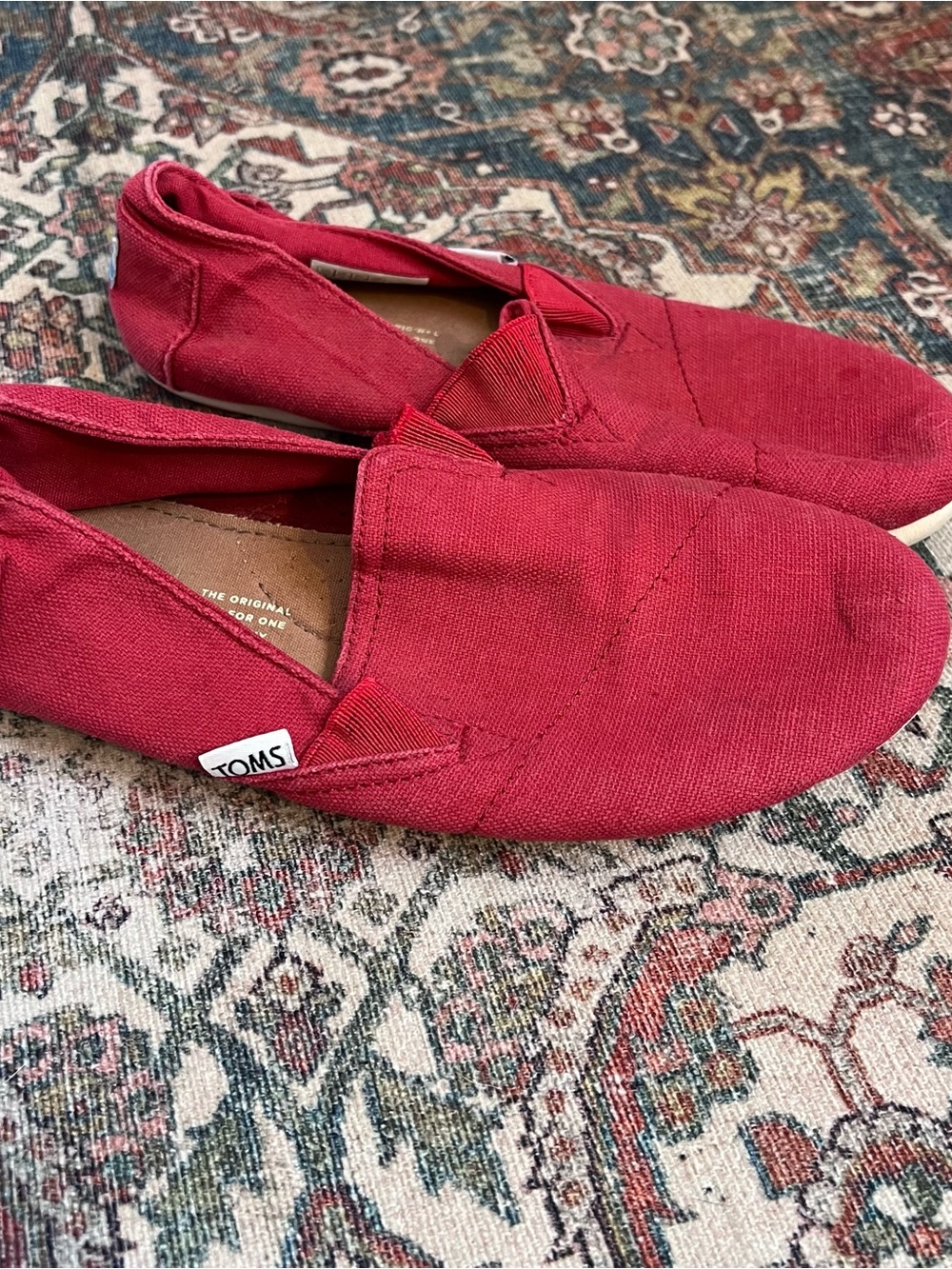 Toms Red Canvas Slip-On Moccasins